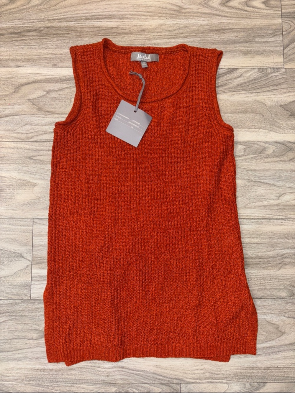 Marled Ribbed Knit Tank in Deep Orange - Picture 2 of 4
